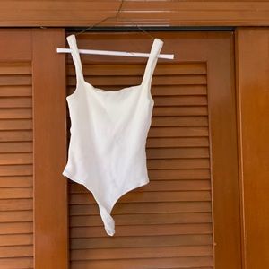 Boutique body suit- white ribbed worn once, fitted